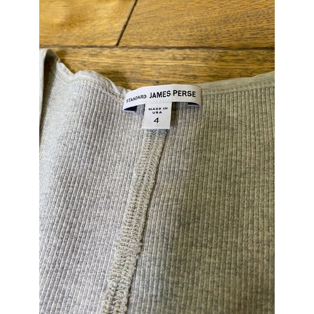 Standard James Perse Light Grey Binding Fitted Rib Dress Women's Size XL - Picture 9 of 10